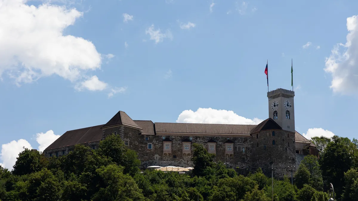 Ljubljana Castle above the trees, Slovenia — Nicolas Marincic