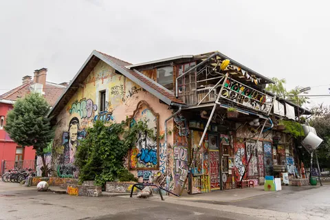 Graffiti-covered buildings, Metelkova, Ljubljana, Slovenia — Nicolas Marincic