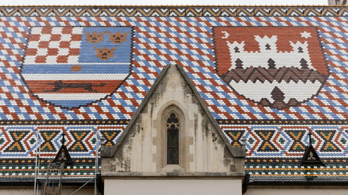 Tiled roof with coats of arms, St Mark’s Church, Zagreb, Croatia — Nicolas Marincic