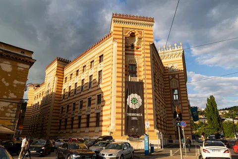 Vijećnica (City Hall) under a stormy sky, Sarajevo, Bosnia and Herzegovina — Nicolas Marincic