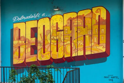 Fresque murale « Dobrodošli u Beograd », Belgrade, Serbie — Nicolas Marincic