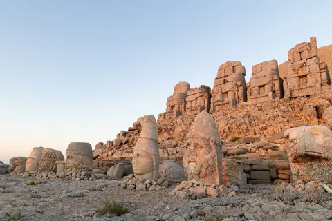 East terrace statues at sunrise, Mount Nemrut, Turkey — Nicolas Marincic