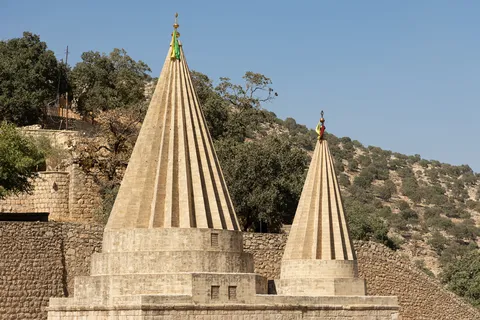 Fluted conical spires of Sheikh Adi’s shrine, Lalish, Iraq (Kurdistan) — Nicolas Marincic