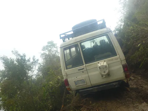 Four-by-four on the edge of the Yungas Road, Bolivia — Nicolas Marincic