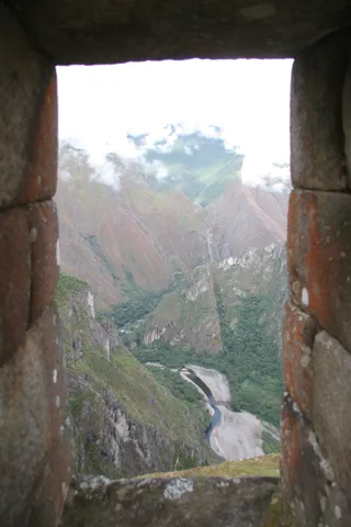 Trapezoidal doorway onto the Urubamba gorge, Peru — Nicolas Marincic