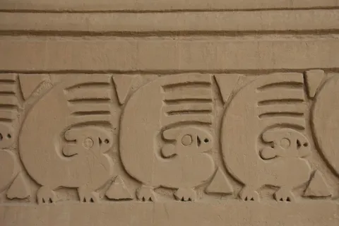 Adobe frieze of stylised sea creatures, Chan Chan, Peru — Nicolas Marincic