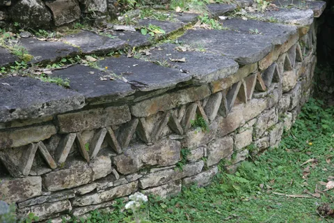 Zigzag frieze on a circular house, Kuélap, Peru — Nicolas Marincic