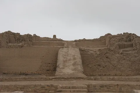 Ramp leading up an adobe temple, Peru — Nicolas Marincic