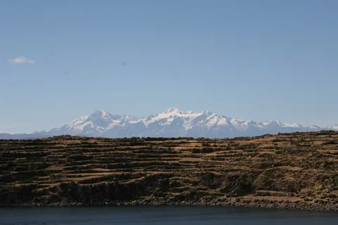 Inca terraces and the Cordillera Real, Isla del Sol, Bolivia — Nicolas Marincic