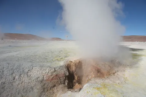 Steam plume from a sulphur vent, Sol de Mañana, Bolivia — Nicolas Marincic