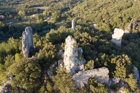 Aiguilles calcaires surgissant de la forêt, France — Nicolas Marincic
