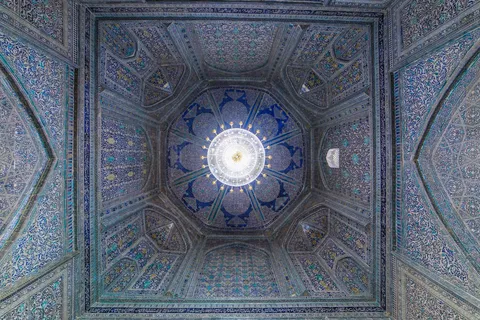 Tiled dome interior, Pahlavan Mahmud mausoleum, Khiva, Uzbekistan — Nicolas Marincic