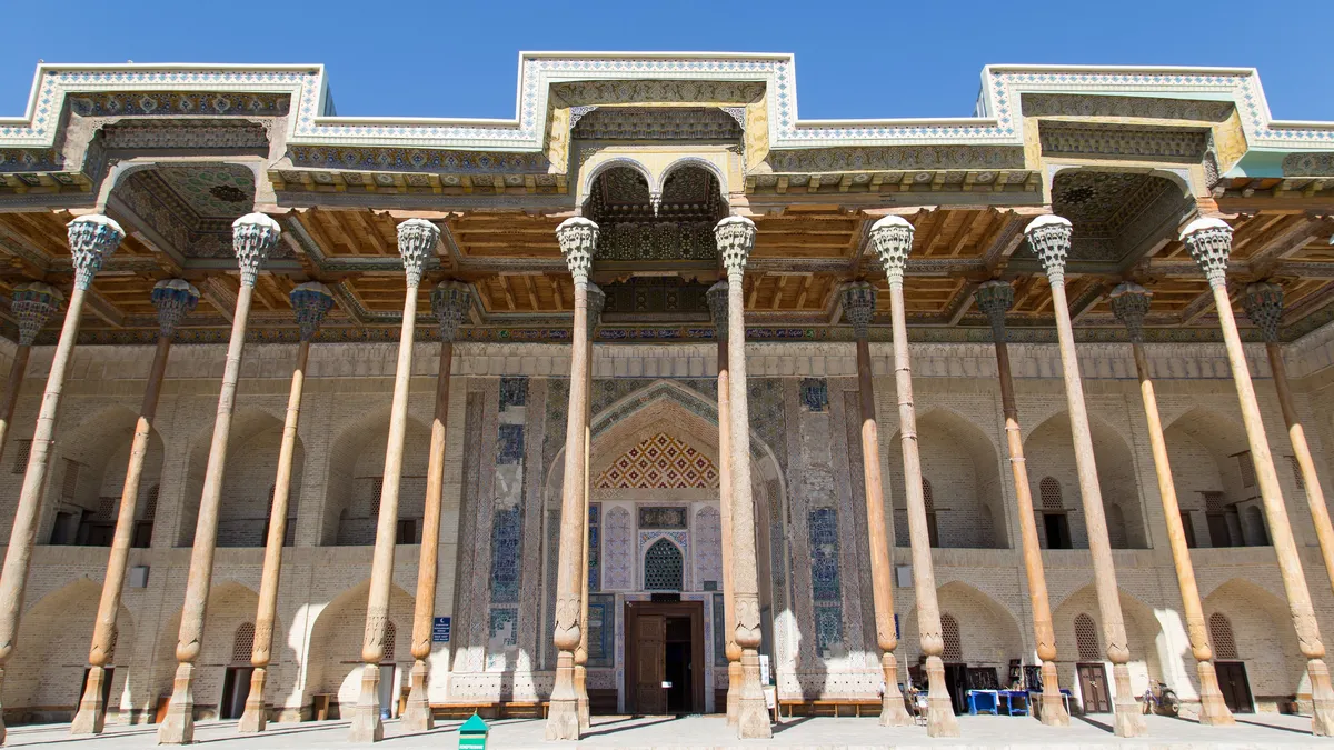 Wooden columns of the Bolo Hauz mosque, Bukhara, Uzbekistan — Nicolas Marincic