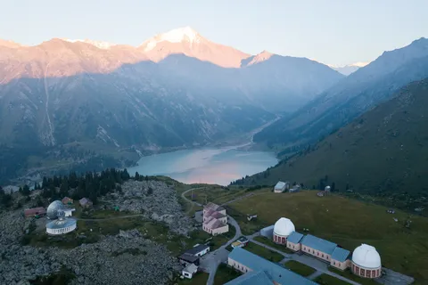 Big Almaty Lake and the Tian Shan observatory domes, Kazakhstan — Nicolas Marincic