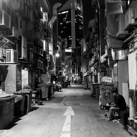 Back lane between skyscrapers, Singapore — Nicolas Marincic