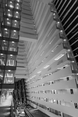 Dizzying atrium seen from below, Singapore — Nicolas Marincic