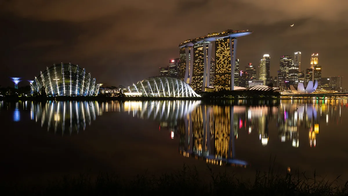 Marina Bay Sands reflected at night, Singapore — Nicolas Marincic