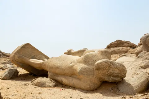 Unfinished colossal statue lying in the granite, Sudan — Nicolas Marincic