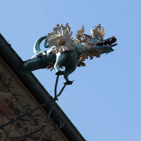 Crowned dragon gargoyle, Lausanne, Switzerland — Nicolas Marincic