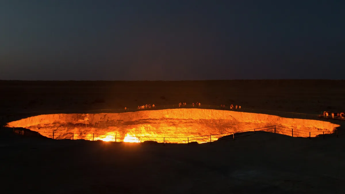 Darvaza crater at night, Turkmenistan — Nicolas Marincic